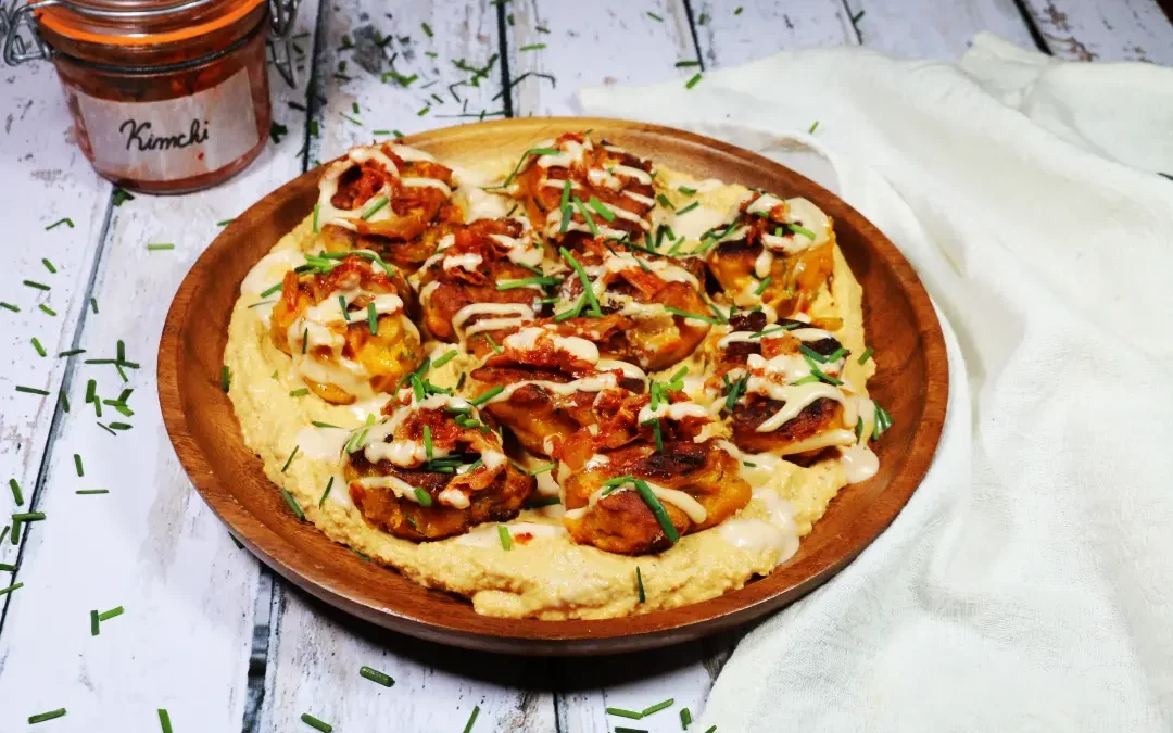 Pumpkin Cheesy Balls & Kimchi Hummus